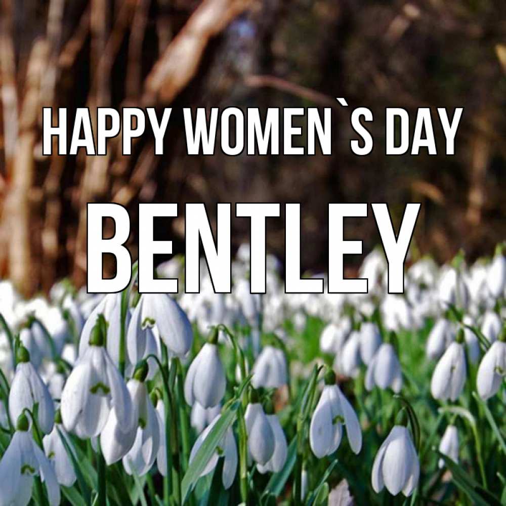 Greetings card с именем, Bentley happy women`s day с подснежниками 1 Greetings with text for free download 